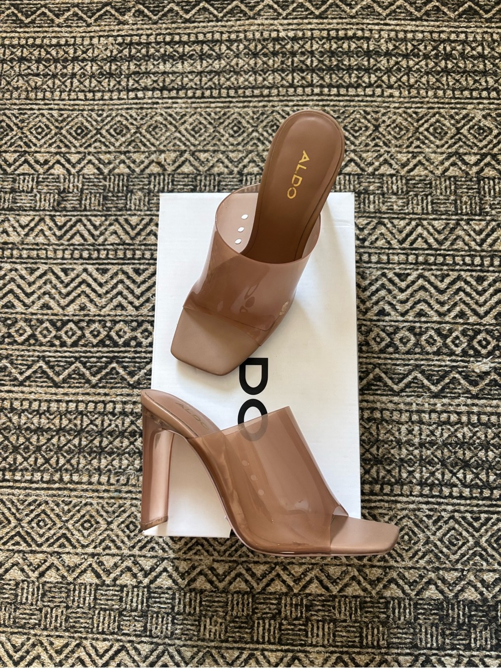 ALDO Nude Clear Block Heel Mules